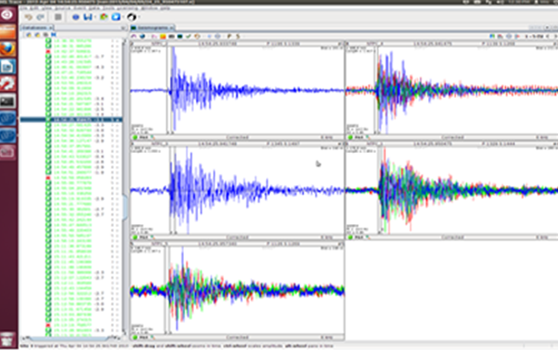 Microseismic signal due to cracking in the rockmass as recorded by five sensor stations at a hydroelectric project