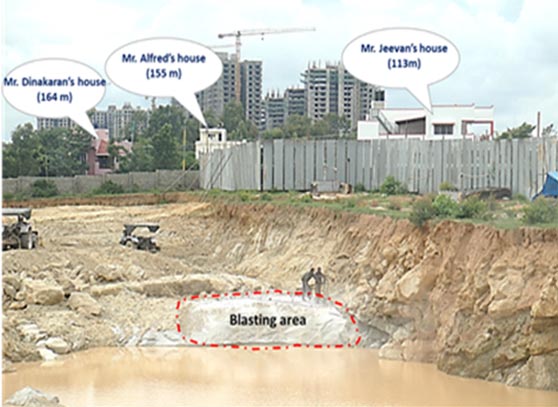 Blasting near residential structures