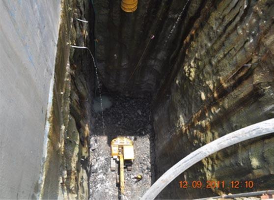 Shaft excavation of underground crude oil storage cavern, Padur, Karnataka
