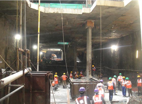 Feasibility study for hard rock excavation by blasting under a concrete slab Chennai Metro