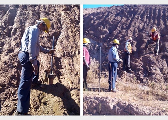 Sample collection for slope stability analysis at an opencast mine site