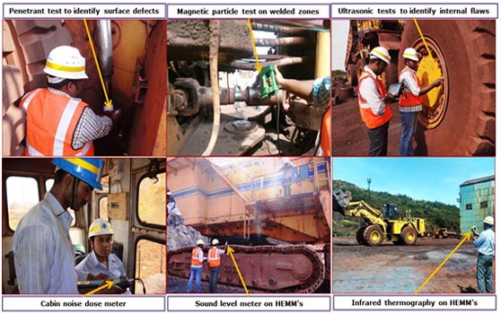 Various NDT techniques on HEMM’s