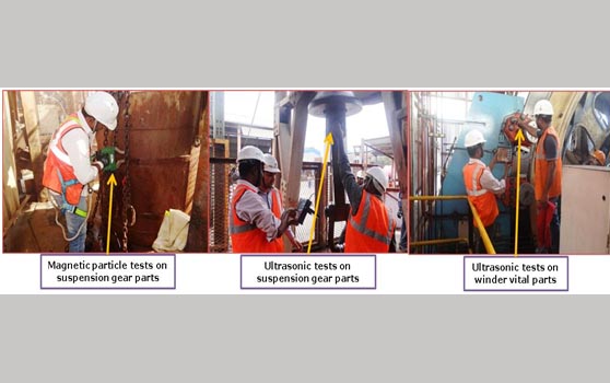 NDT on winder vital components & suspension gear parts, M/s SSM