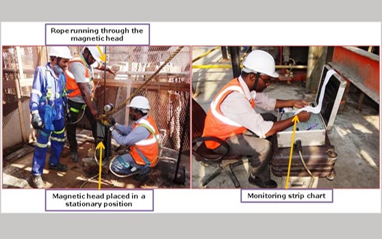 Testing of kibble ropes, rock winder ropes & man winder rope