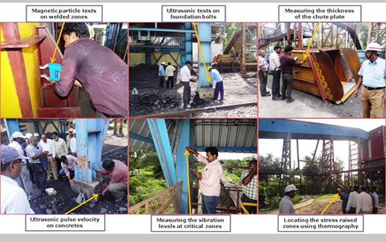 NDT on steel structures of Ramkrishnapur Coal Handling Plant (CHP), Mandamarri Area.
